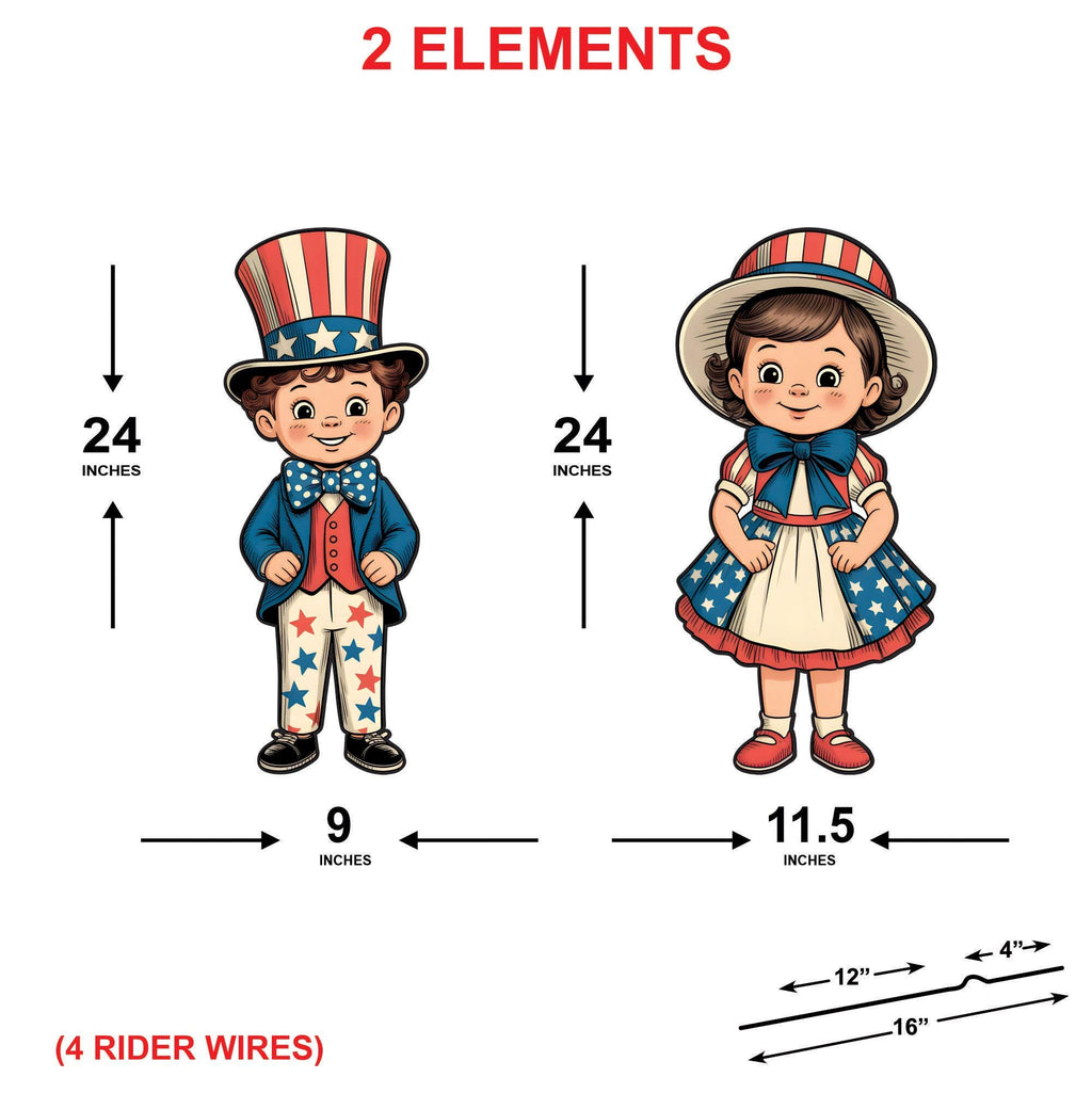 4th of July Yard Sign Cutouts - Patriotic Decor, Memorial Day, Independence Day, Veterans Day Yard Decorations Outdoor With Metal Stakes