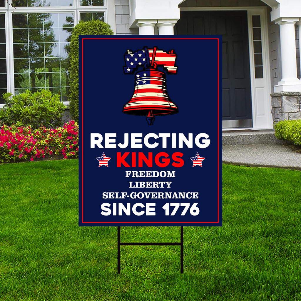 No Kings In America Yard Sign - Resist Hate Lawn Sign, Anti-Trump Sign