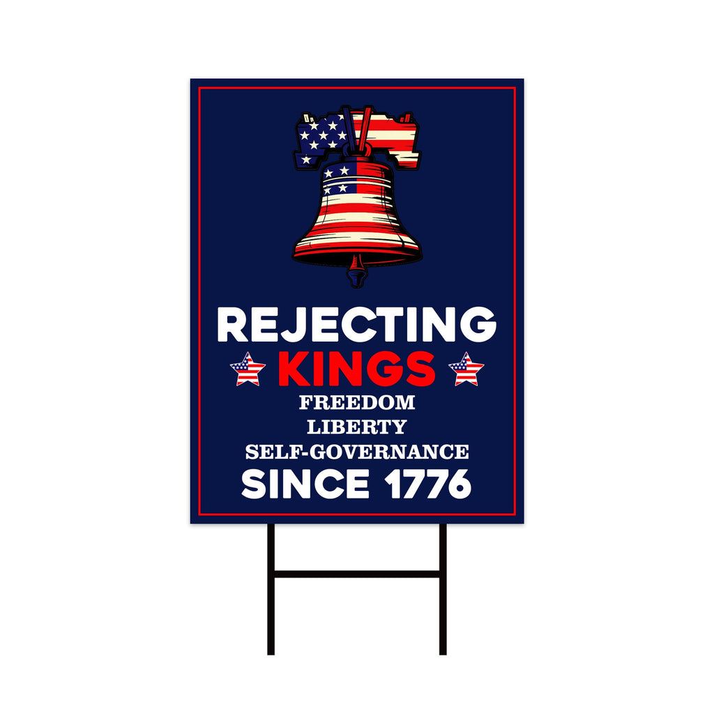 No Kings In America Yard Sign - Resist Hate Lawn Sign, Anti-Trump Sign
