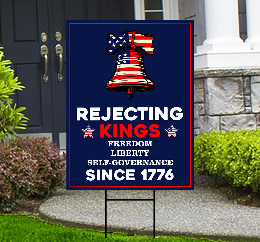 No Kings In America Yard Sign - Resist Hate Lawn Sign, Anti-Trump Sign