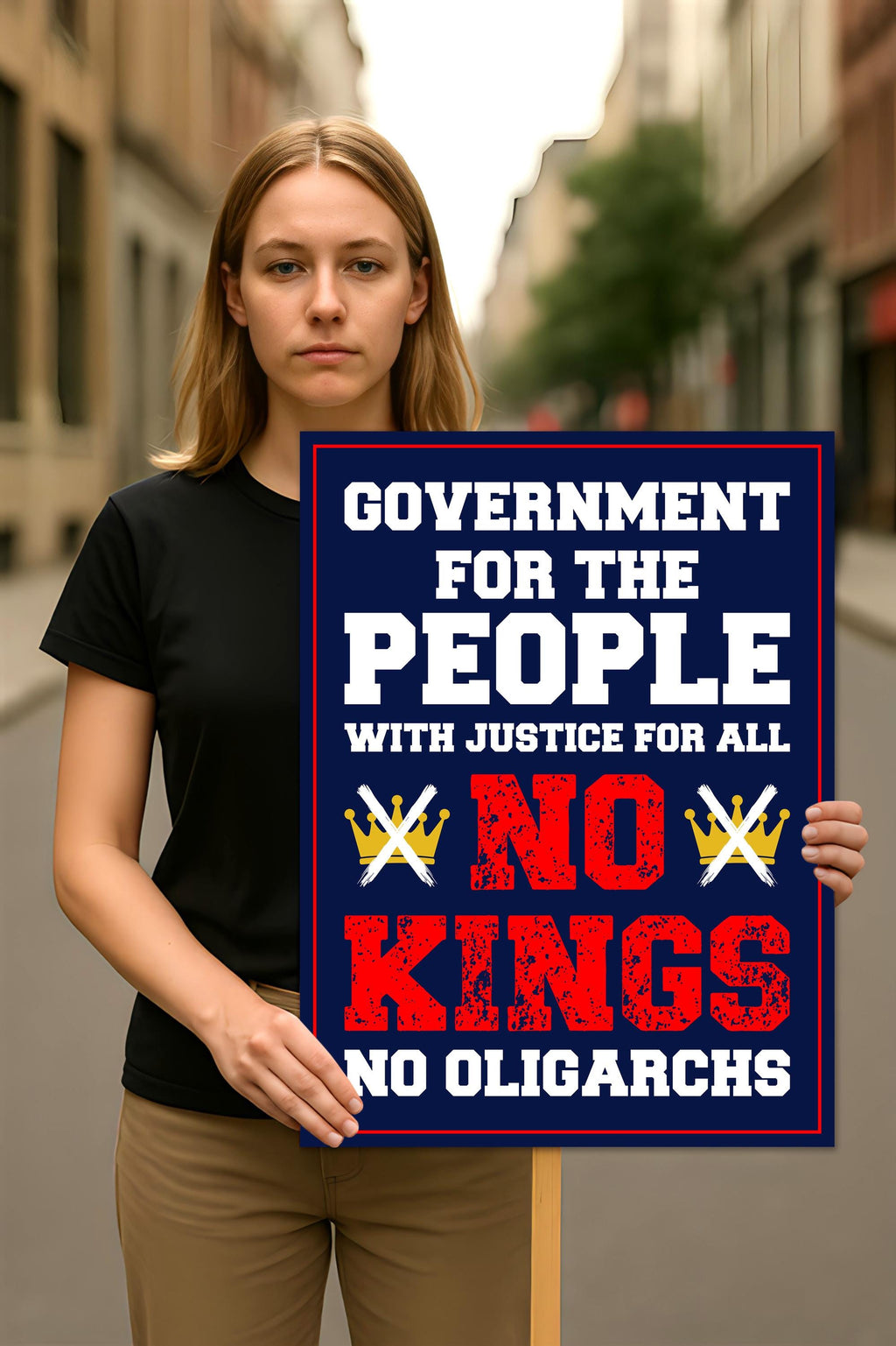 No Kings No Oligarchs In America Protest Sign, Anti-Trump Resistance