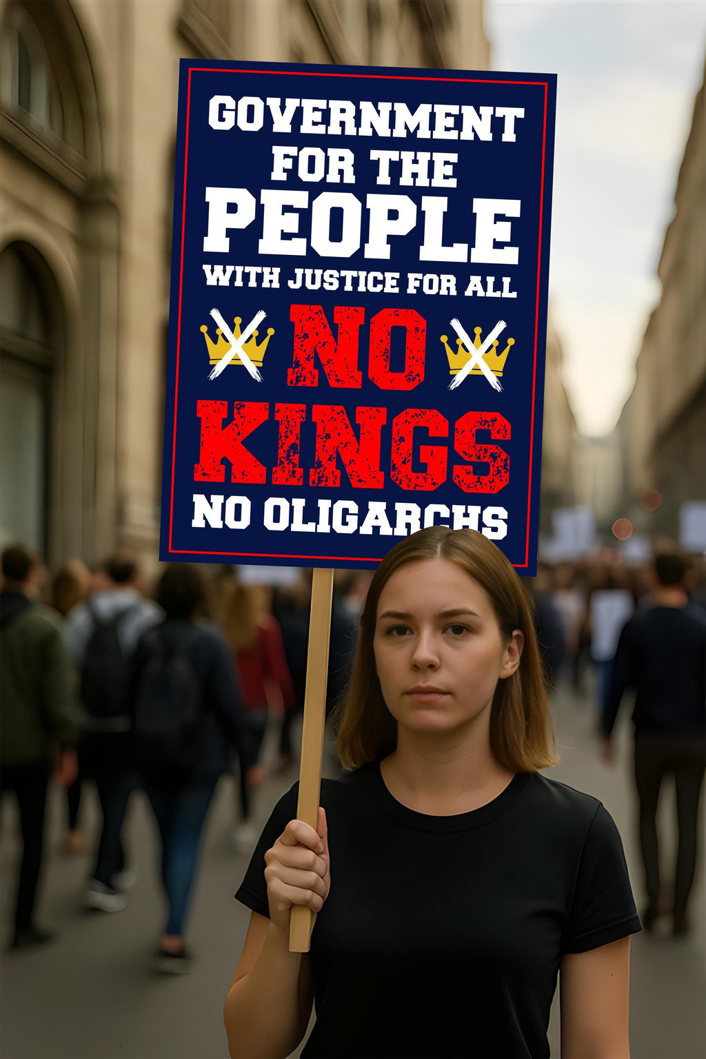 No Kings No Oligarchs In America Protest Sign, Anti-Trump Resistance