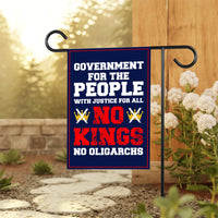 No Kings No Oligarchs In America Garden Flag, 12x18 Inch Double Sided