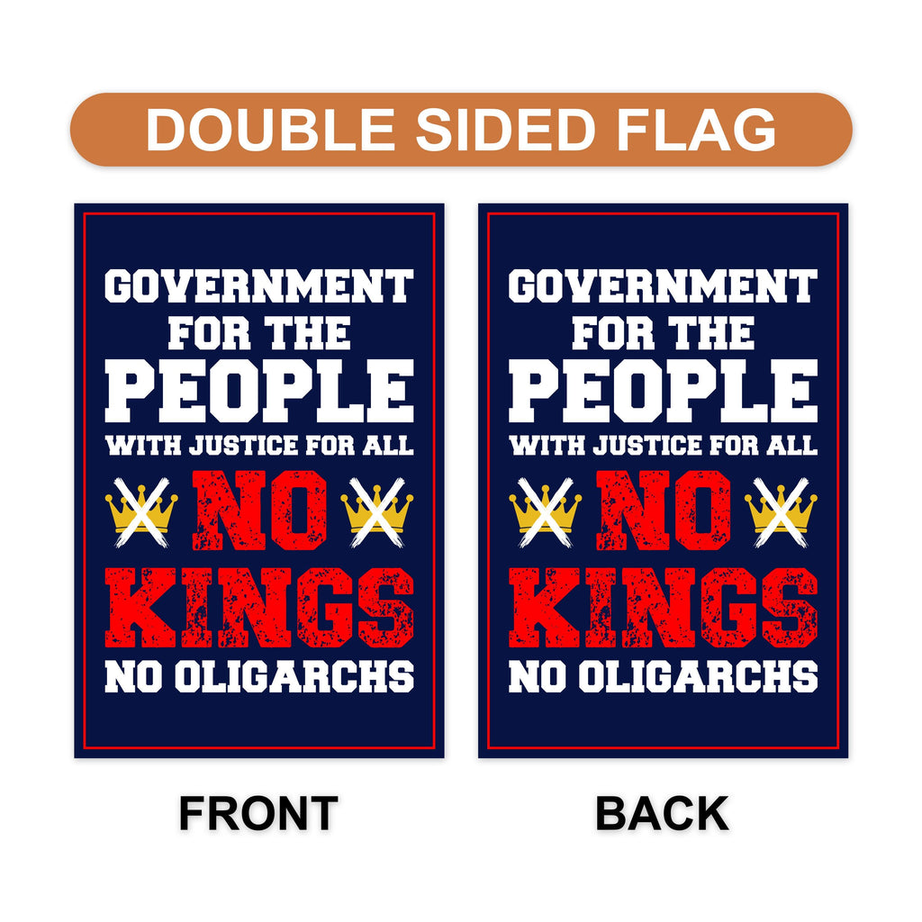 No Kings No Oligarchs In America Garden Flag, 12x18 Inch Double Sided