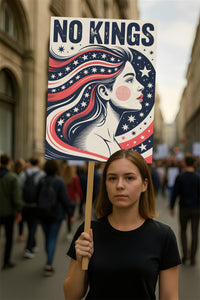 No Kings In America Protest Sign, Anti-Trump Resistance, Political Activist Poster