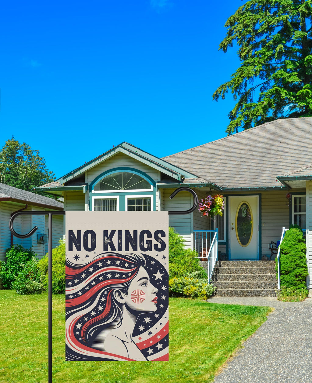 No Kings In America Garden Flag, 12x18 Inch Double Sided, Resist Hate Flag
