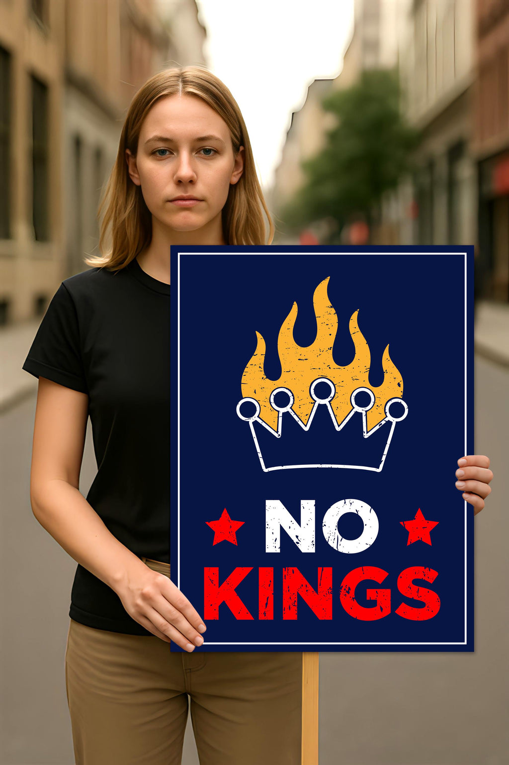 No Kings In America Protest Sign, Anti-Trump Resistance, Political Activist Poster
