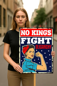No Kings In America Protest Sign, Anti-Trump Resistance, Political Activist Poster