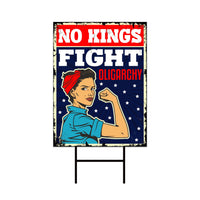 No Kings In America Yard Sign - Resist Hate Lawn Sign, Anti-Trump Sign