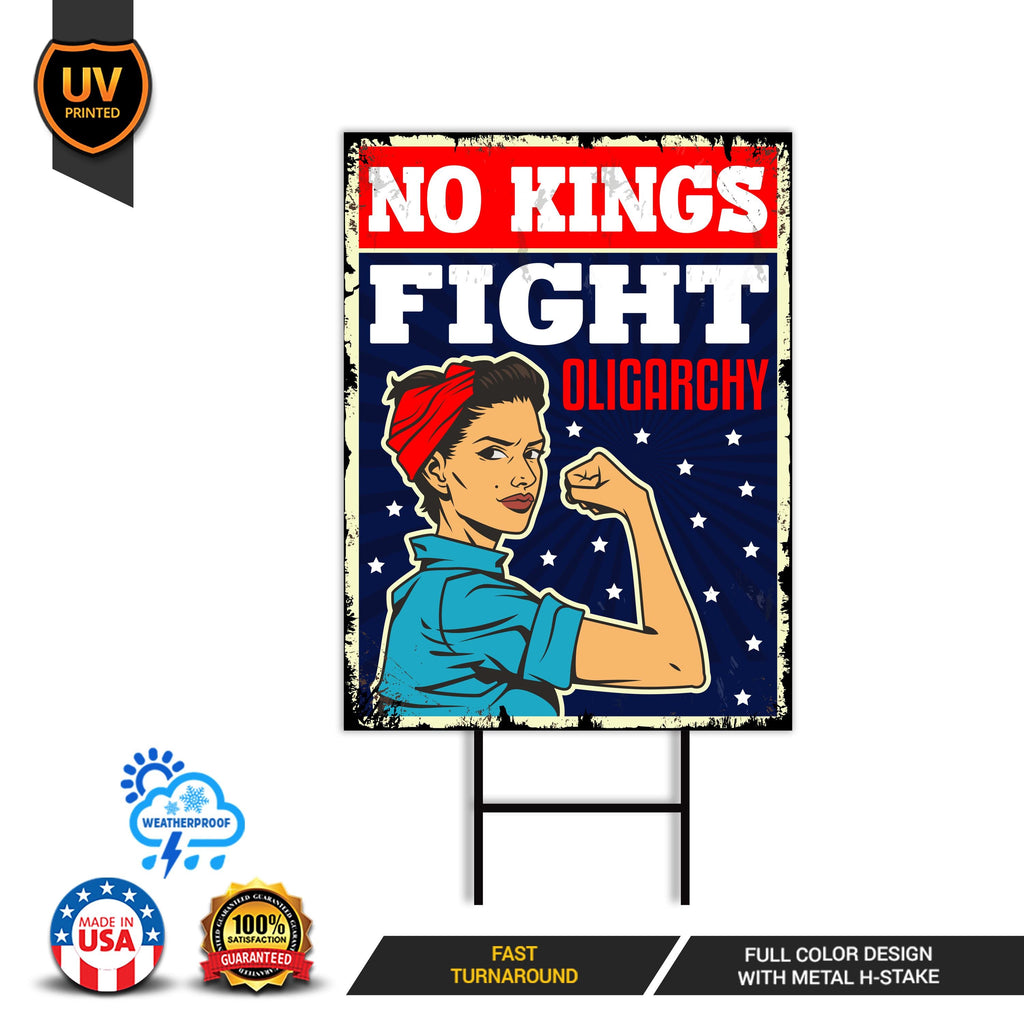No Kings In America Yard Sign - Resist Hate Lawn Sign, Anti-Trump Sign