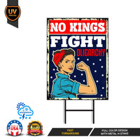 No Kings In America Yard Sign - Resist Hate Lawn Sign, Anti-Trump Sign