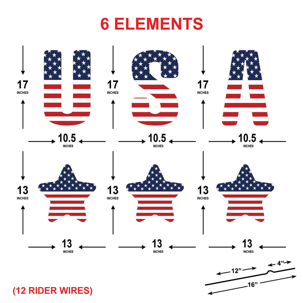 American Stars USA Letter 4th of July Yard Sign Cutout, Memorial Day, Independence Day, Veterans Day Yard Decorations Outdoor Metal Stakes