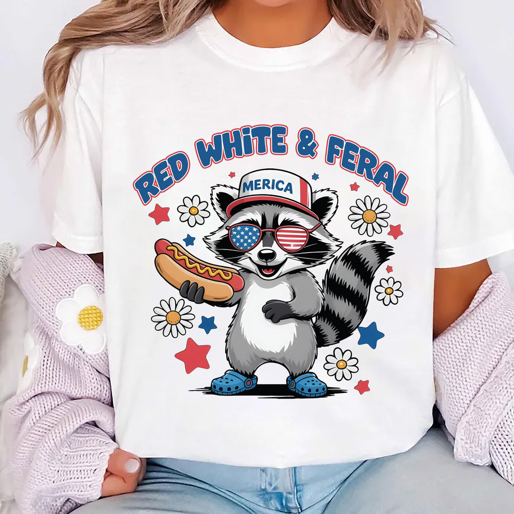 Red White and Feral Short Sleeve T-Shirt
