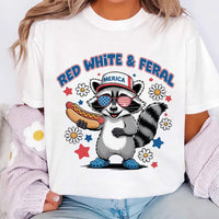 Red White and Feral Short Sleeve T-Shirt