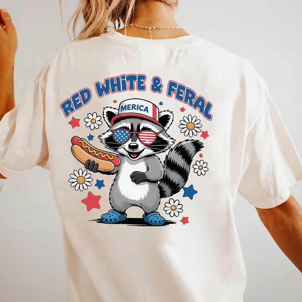 Red White and Feral Short Sleeve T-Shirt