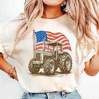 Vintage American Flag Tractor Short Sleeve T-Shirt