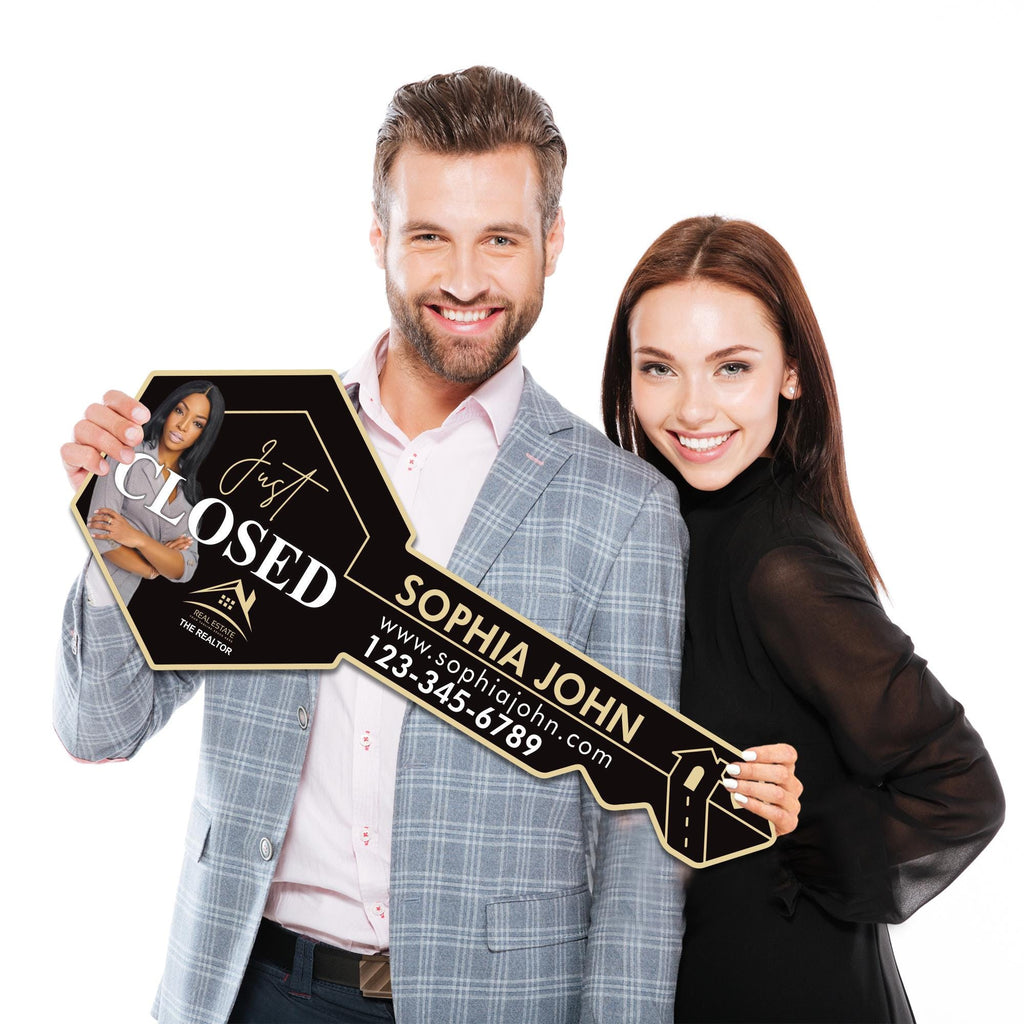 Personalized Real Estate Marketing Key Cutout Sign, Customized Realtor Social Media Photo Props, Realtor Key Sign, Customized Just Sold Key
