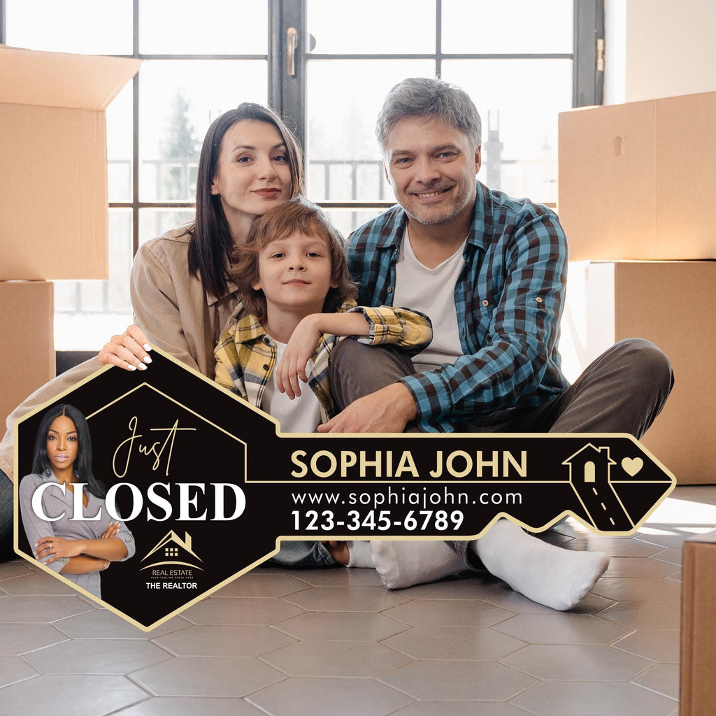Personalized Real Estate Marketing Key Cutout Sign, Customized Realtor Social Media Photo Props, Realtor Key Sign, Customized Just Sold Key