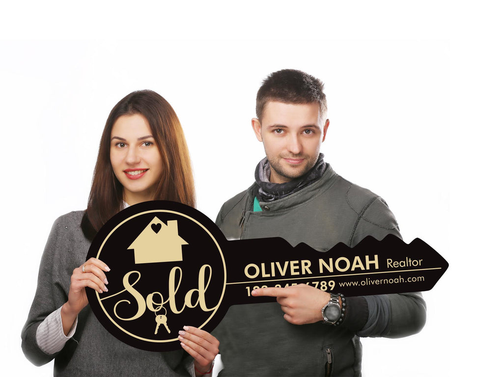 Personalized Real Estate Marketing Key Cutout Sign, Customized Realtor Social Media Photo Props, Realtor Key Sign, Customized Just Sold Key