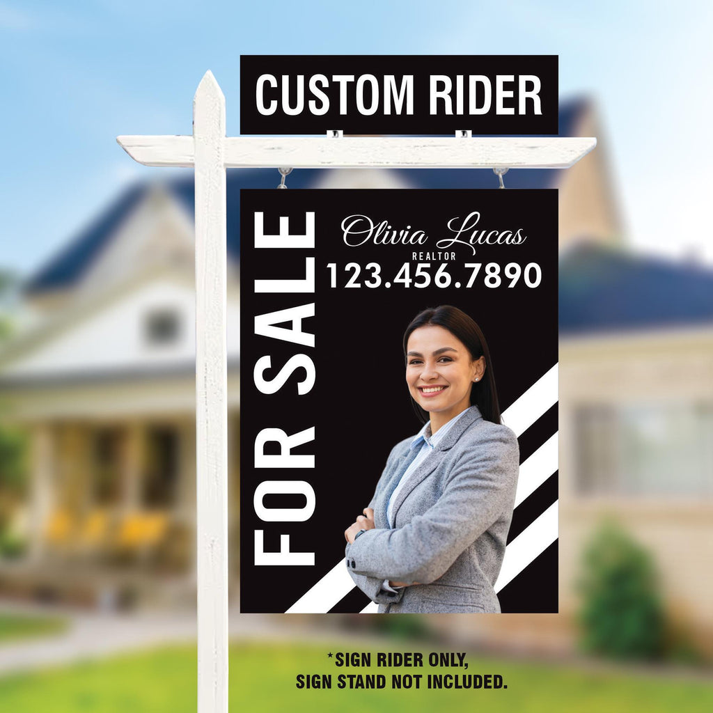 Custom Real Estate Aluminum Sign Panel & Rider - 18” X 24” Thick Sign With Holes for Hanging, for Sale, Open House, Realtor Sign