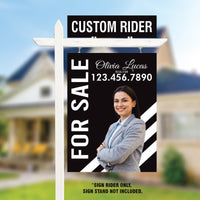 Custom Real Estate Aluminum Sign Panel & Rider - 18” X 24” Thick Sign With Holes for Hanging, for Sale, Open House, Realtor Sign