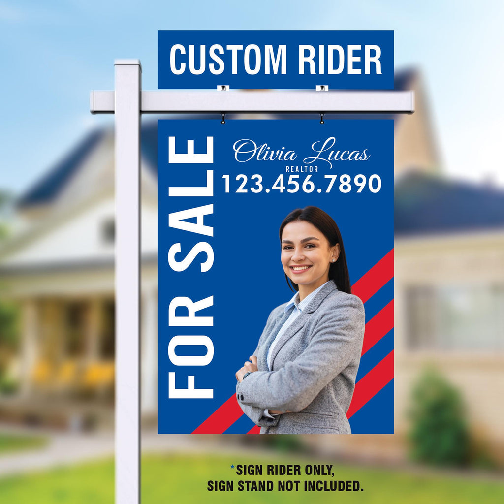 Custom Real Estate Aluminum Sign Panel & Rider - 18” X 24” Thick Sign With Holes for Hanging, for Sale, Open House, Realtor Sign