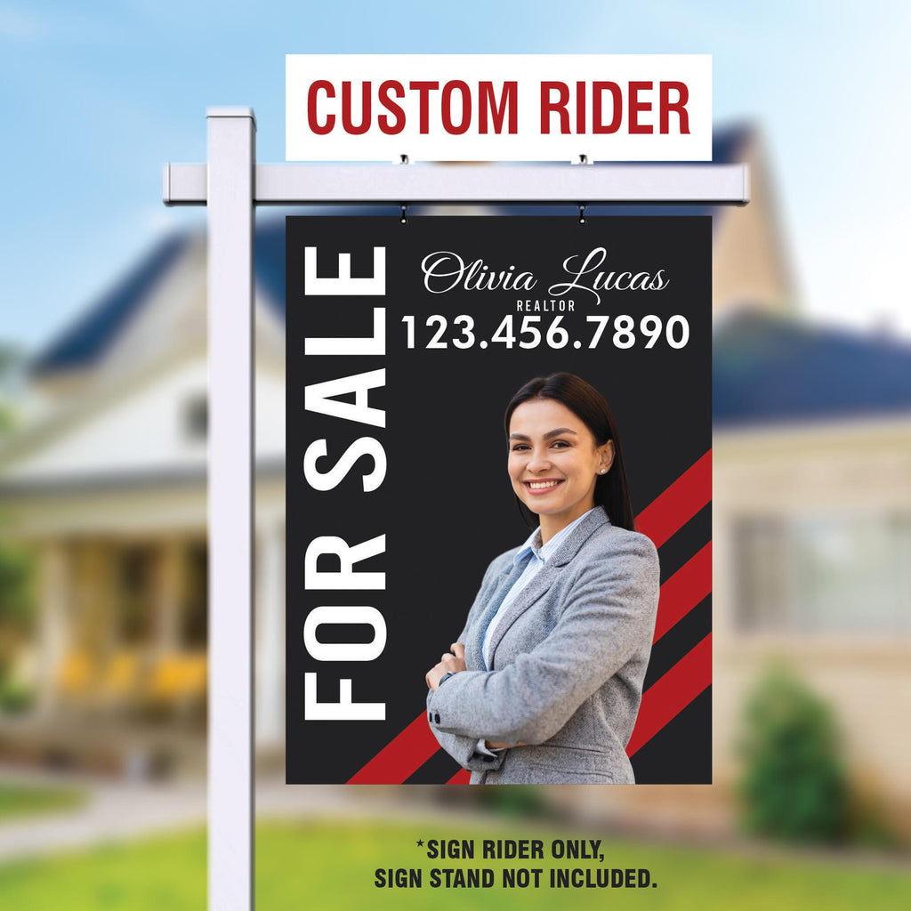 Custom Real Estate Aluminum Sign Panel & Rider - 18” X 24” Thick Sign With Holes for Hanging, for Sale, Open House, Realtor Sign