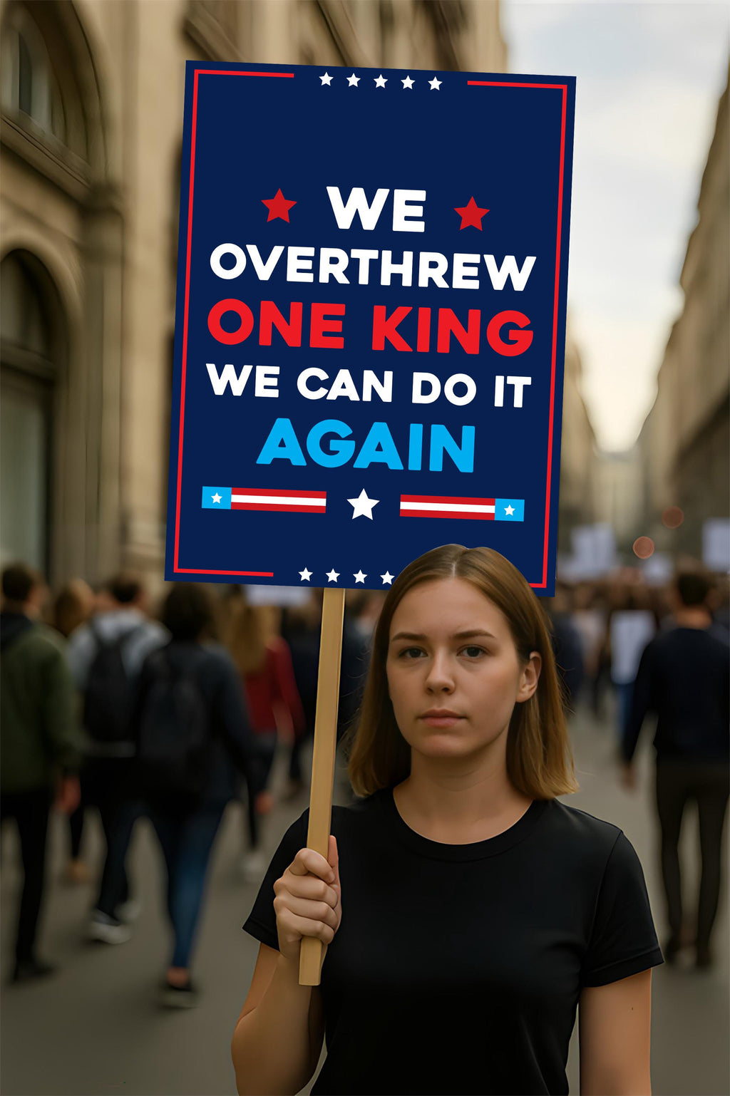 No Kings In America Protest Sign, Anti-Trump Resistance, Political Activist Poster