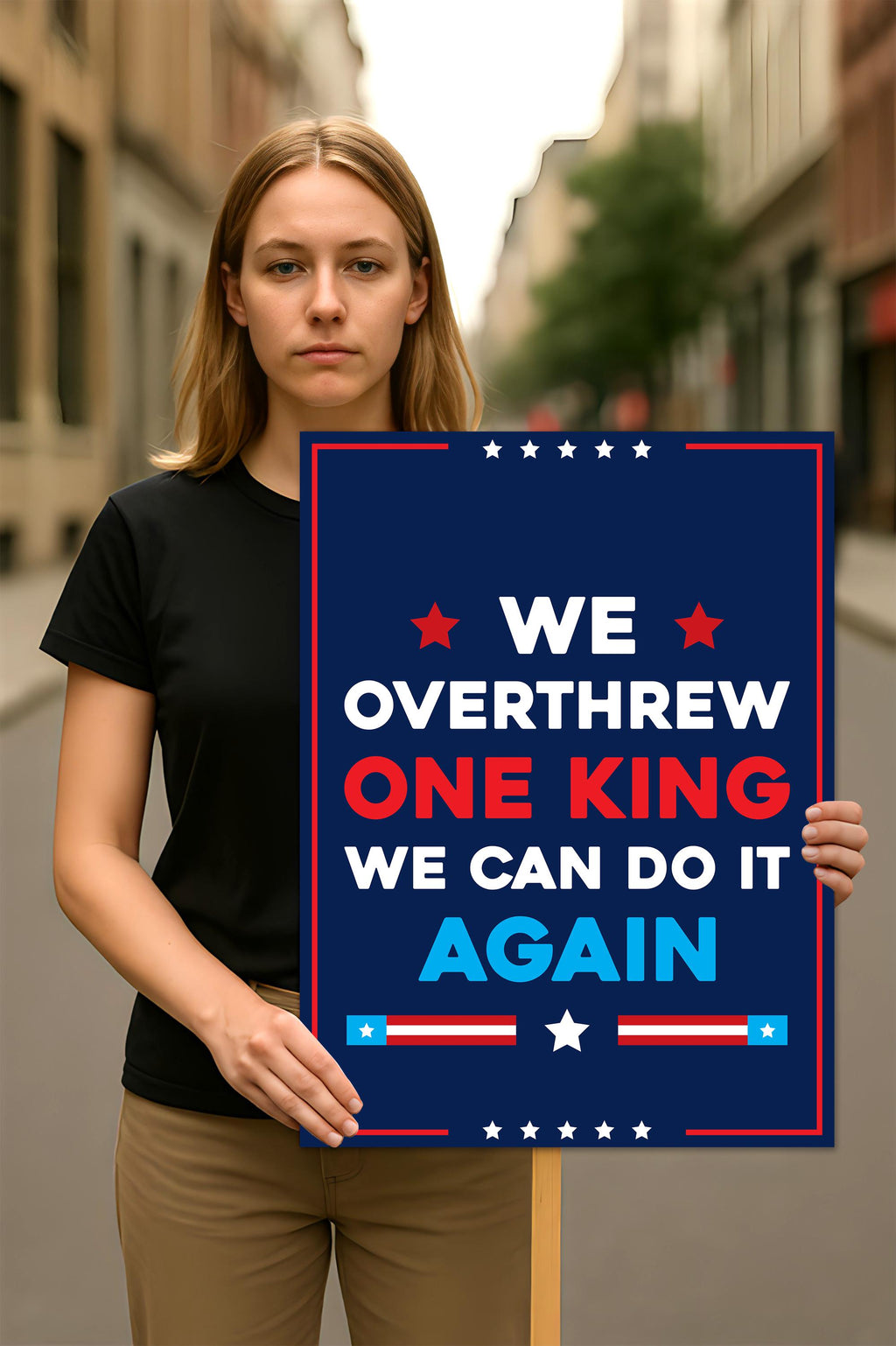 No Kings In America Protest Sign, Anti-Trump Resistance, Political Activist Poster