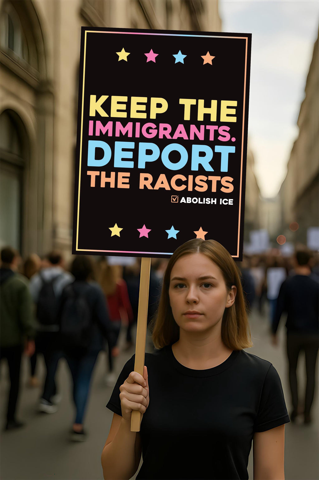 Abolish ICE Protest Sign, Anti-Trump Keep the Immigrants, Deport the Racists