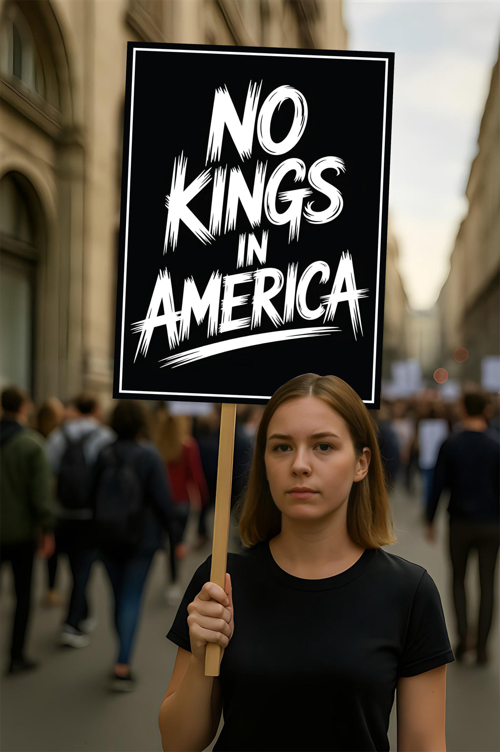 No Kings In America Protest Sign, Anti-Trump Resistance, Political Activist Poster