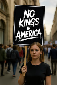 No Kings In America Protest Sign, Anti-Trump Resistance, Political Activist Poster