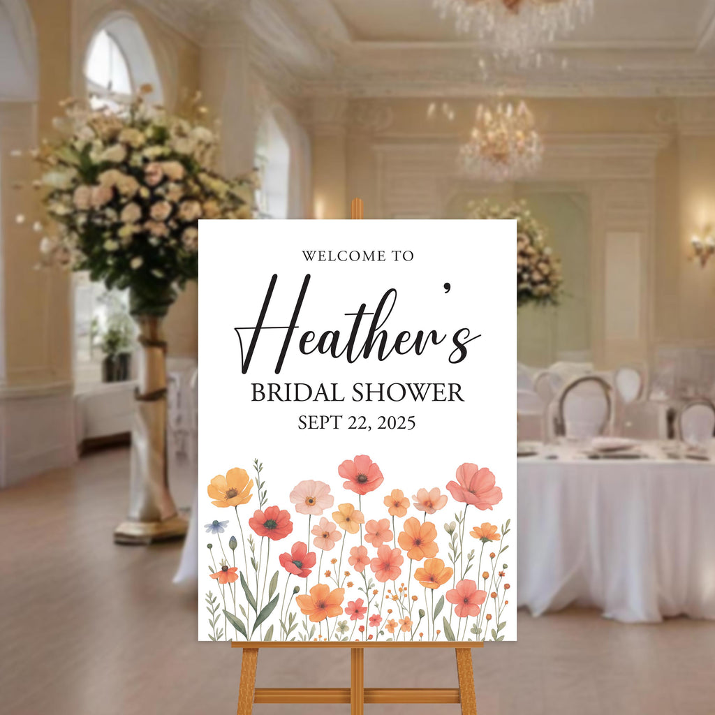 Wildflower Bridal Shower Welcome Sign, Love in Bloom Brunch Sign, Floral Custom Bridal Party Decor, Foamcore PVC Acrylic Polystyrene