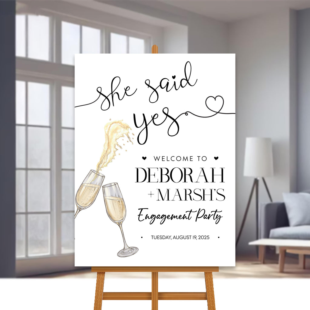 Personalized Boho Engagement Welcome Sign, Champagne Brunch & Bubbly Party Decor, Rustic Engagement Foamcore PVC Acrylic Polystyrene Poster