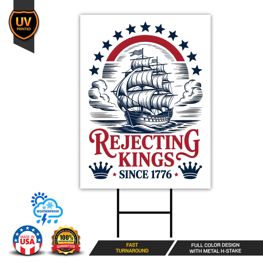 No Kings In America Yard Sign - Resist Hate Lawn Sign, Anti-Trump Sign