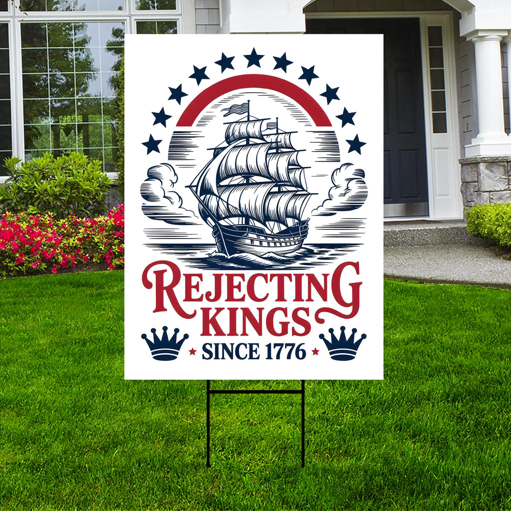 No Kings In America Yard Sign - Resist Hate Lawn Sign, Anti-Trump Sign