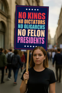 No Kings In America Protest Sign, Anti-Trump Resistance, Political Activist Poster