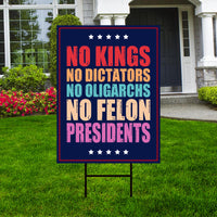 No Kings In America Yard Sign - Resist Hate Lawn Sign, Anti-Trump Sign