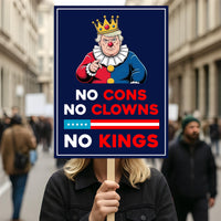 No Kings In America Protest Sign, Anti-Trump Resistance, Political Activist Poster