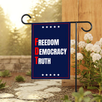 Freedom Democracy Truth Garden Flag, Double Sided, Freedom Democracy Truth, Anti-Trump Flag