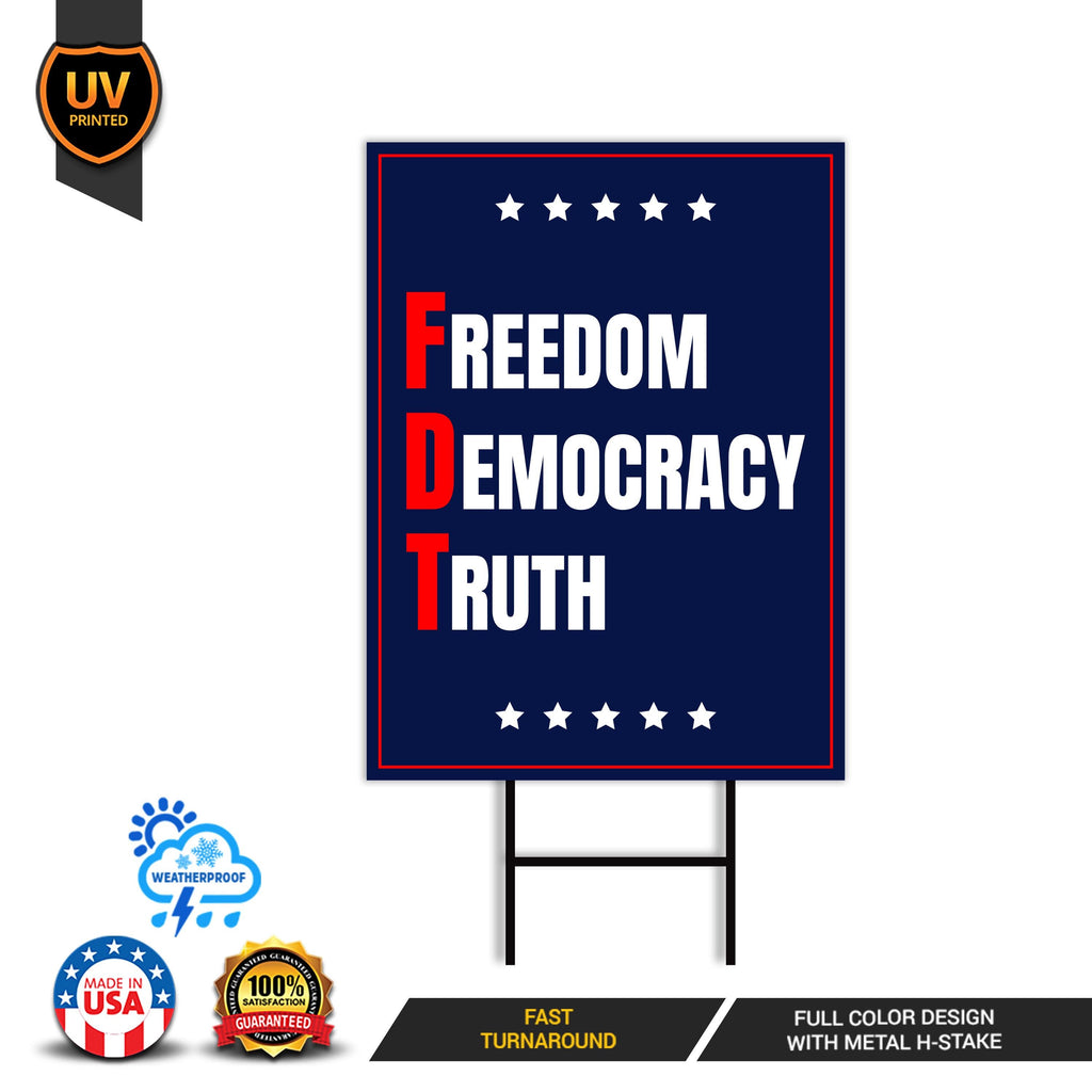 No Kings In America Yard Sign - Freedom Democracy Truth Lawn Sign, Anti-Trump