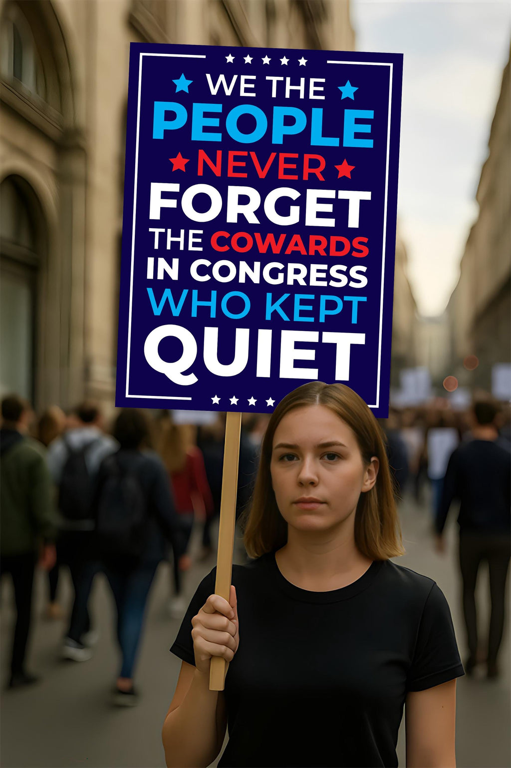 No Kings In America Protest Sign, Anti-Trump Resistance, Political Activist Poster