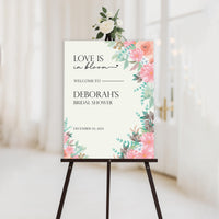 Love is In Bloom Bridal Shower Welcome Sign, Floral Bridal Party Decor, Custom Foamcore PVC Acrylic Poster, Romantic Wedding Sign