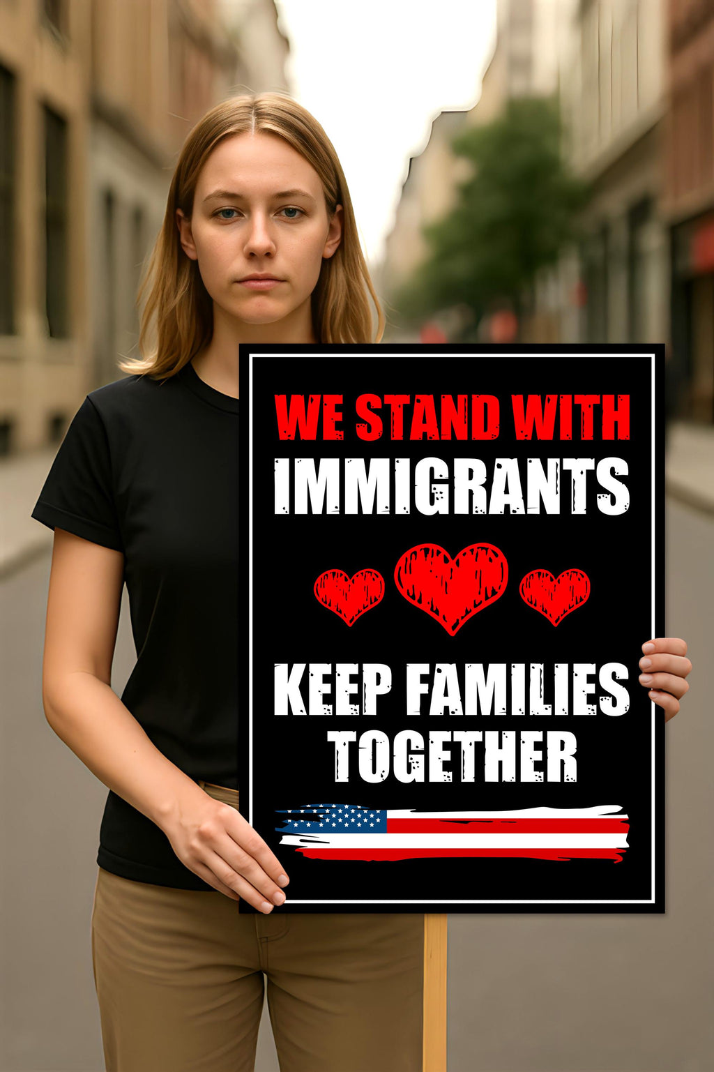 We Stand With Immigrants Protest Sign, Anti-Trump Resistance, Political Activist Poster