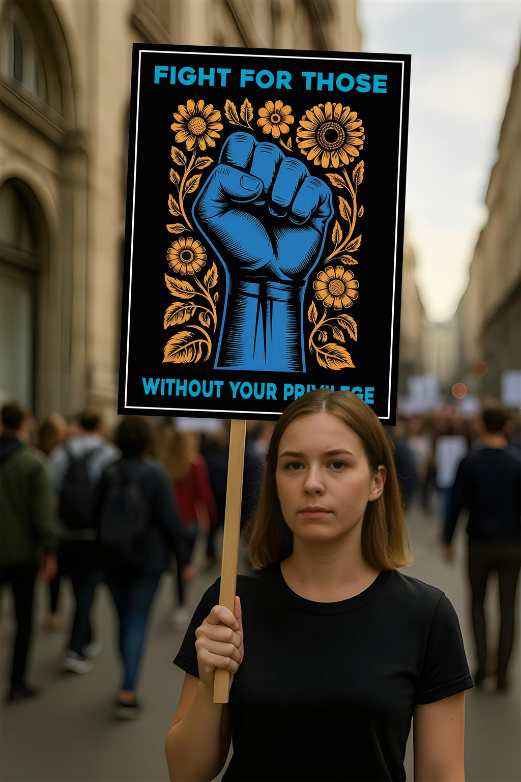 Fight For Those Without Your Privilege Protest Sign, Anti-Trump Resistance