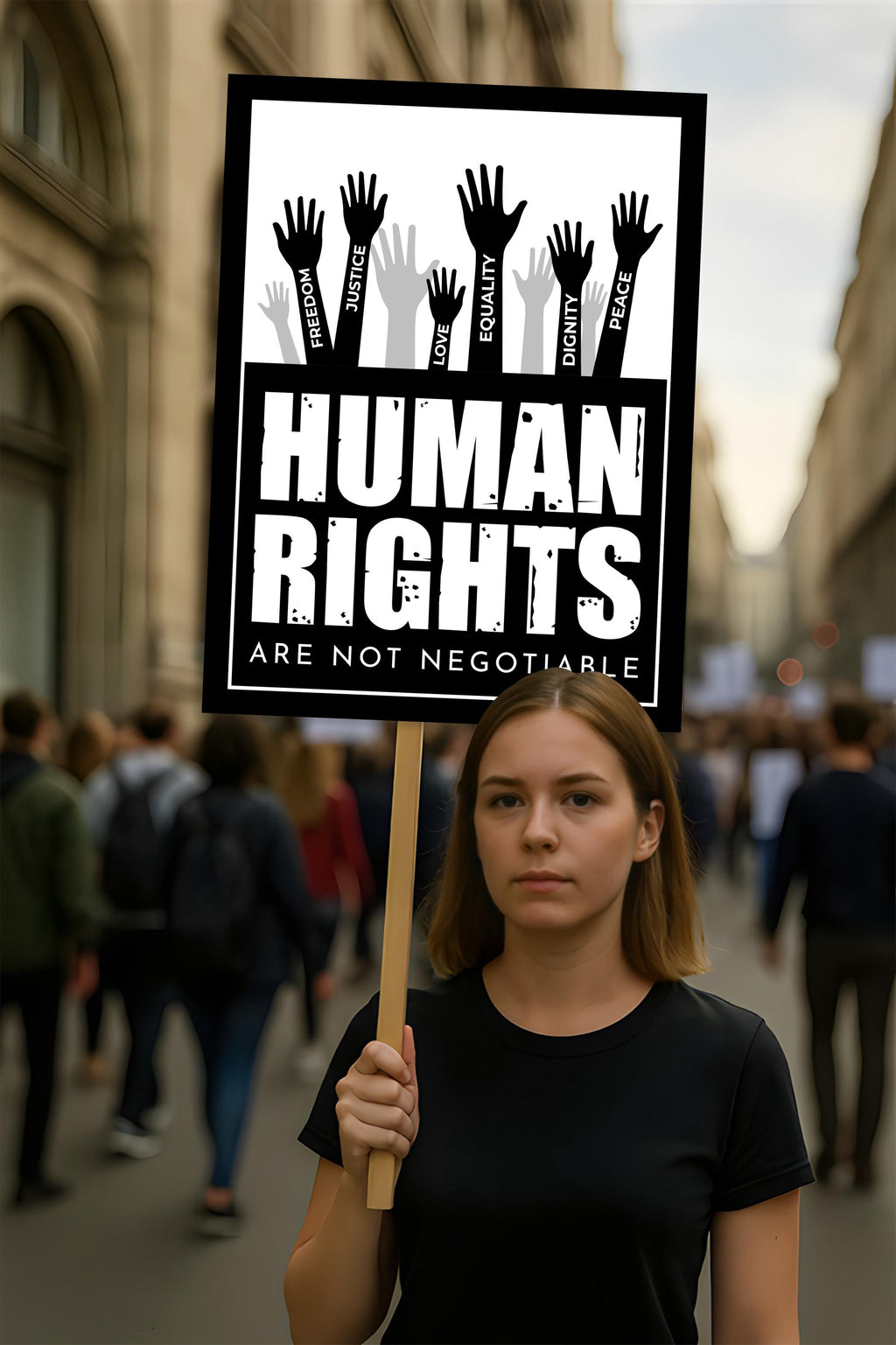 Human Rights Are Not Negotiable Protest Sign, Anti-Trump Resistance, Political Activist Poster