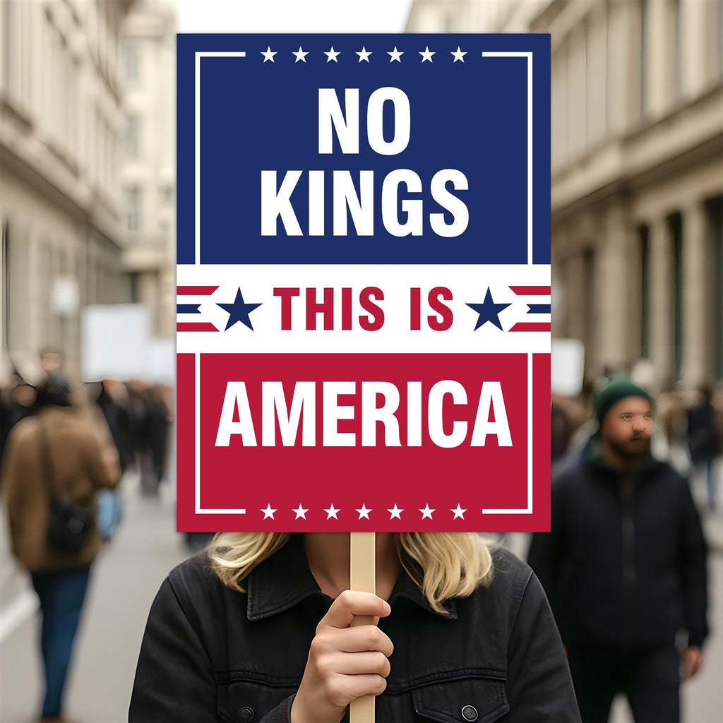 No Kings, No Dictators Protest Sign, Anti-Trump Resistance, Political Activist Poster