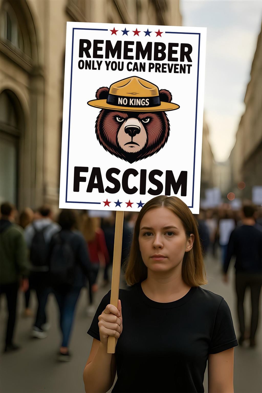 No Kings In America Protest Sign, Anti-Trump Resistance, Political Activist Poster