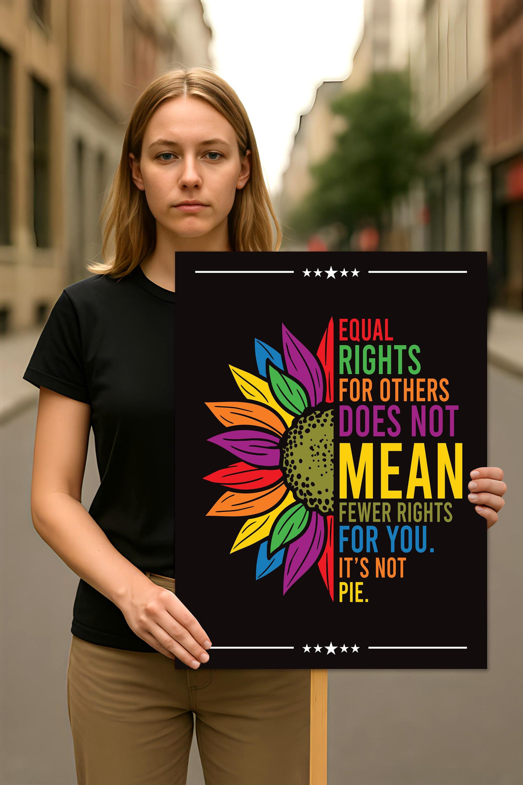 Equal Rights, No Kings In America Protest Sign, Anti-Trump Resistance