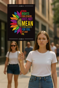 Equal Rights, No Kings In America Protest Sign, Anti-Trump Resistance